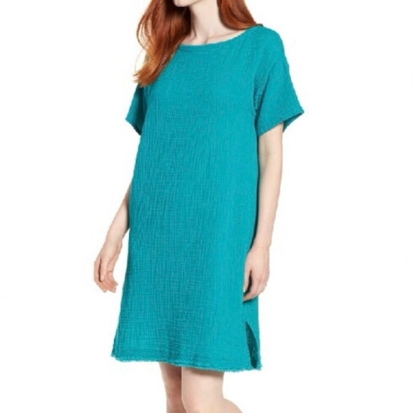 Eileen Fisher crinkle cotton gauze dress - Picture 1 of 6